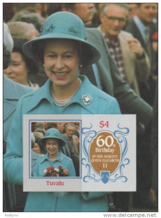 BULK:2 X TUVALU 1986 Queen EII Birthday $4. Imperf.souvenir Sheet. [non Dentelé,Geschnitten,no Dentado] - Tuvalu
