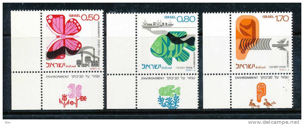 ISRAELE 1975 ECOLOGIA: SALVAGUARDARE L'AMBIENTE, SERIE COMPLETA MNH** YT 591-93 - Inquinamento