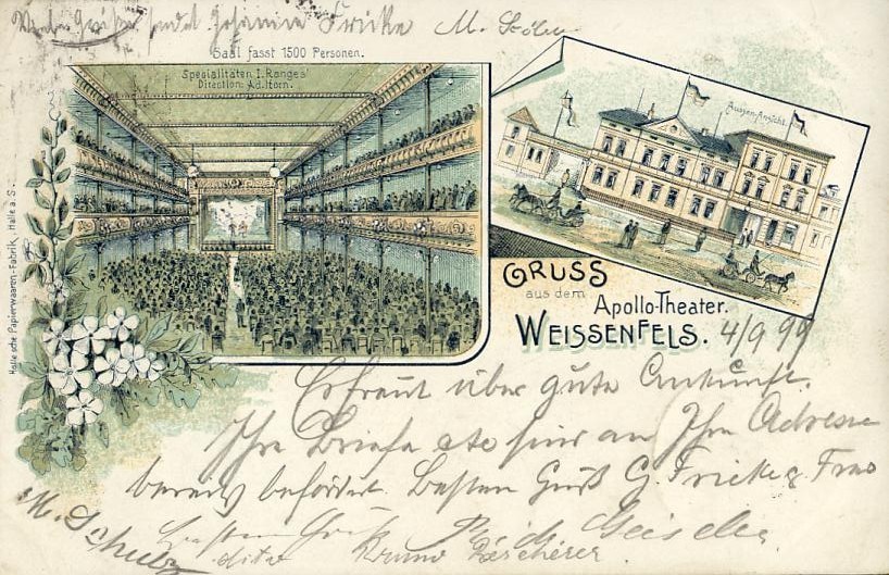 Allemagne - Weissenfels - Gruss Aus Dem Apollo Theater - Oblitération 1899 - Weissenfels