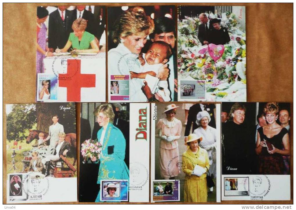 ENORME LOT 60 CARTES MAXIMUM PAYS DE L´EST A DÉTERMINER- THEME : LADY DIANA- TIMBRES NON DENTELÉS DIFFERENTS - Oekraïne & Oost-Oekraïne