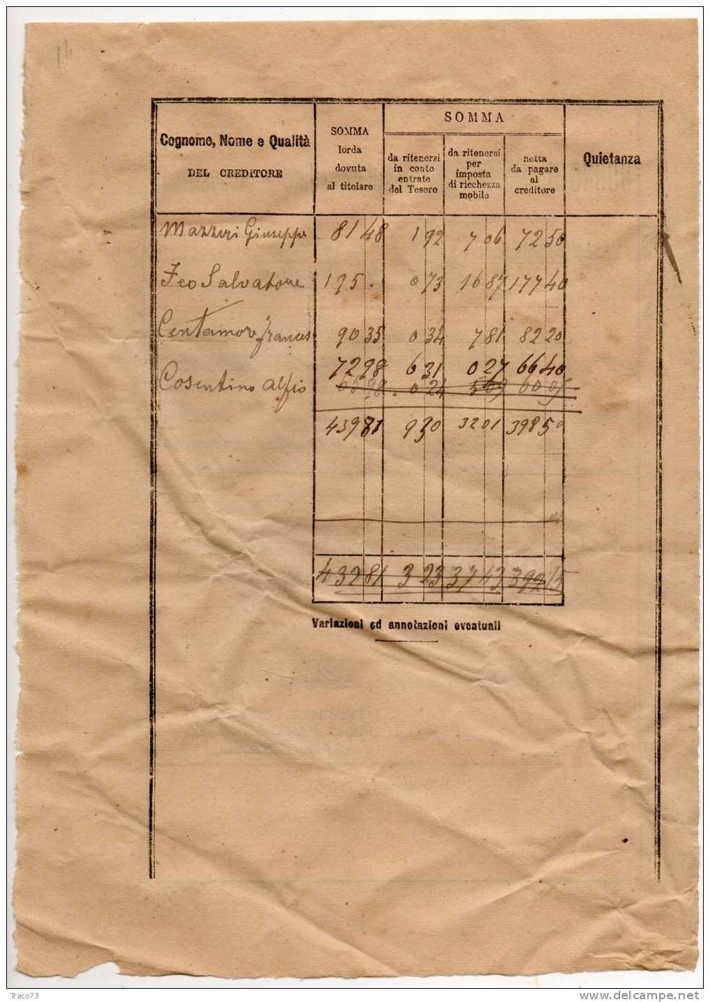 BUONO Sul Mandato A Disposizione /   14.10.1920   - Ministero Della Pubblica Istruzione - Autres & Non Classés