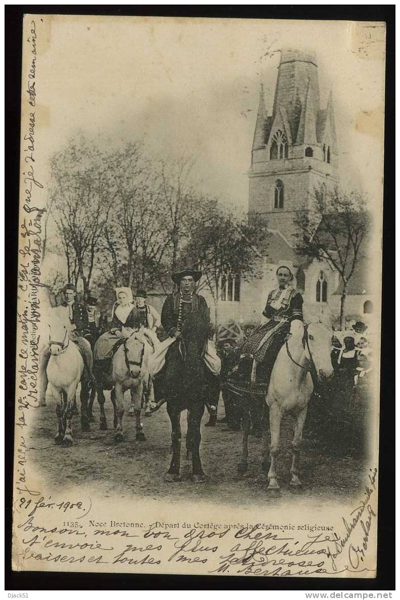 Noce Bretonne - Départ Du Cortège Après La Cérémonie Religieuse - 1902 - Marriages