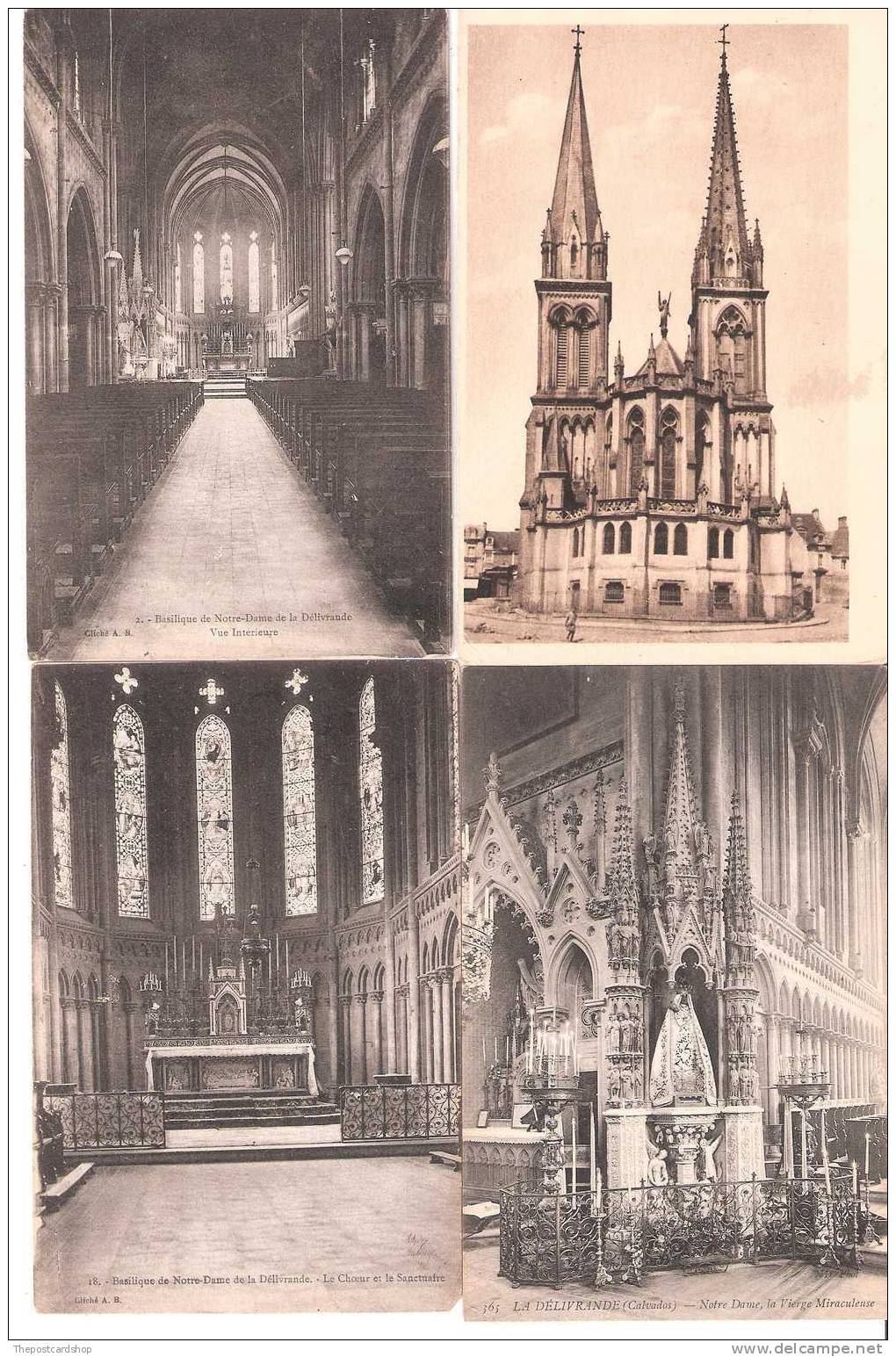 La Délivrande - QUATRE CARTE POSTALE La Délivrande BASILIQUE NOTRE DAME DE LA DELIVERANDE + LE CHEVET DE LA BASILIQUE - La Delivrande