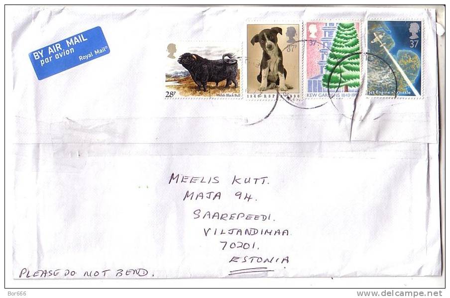 GOOD GB Postal Cover To ESTONIA 2010 - Good Stamped: Bull ; Dog ; Airplane / Map - Covers & Documents