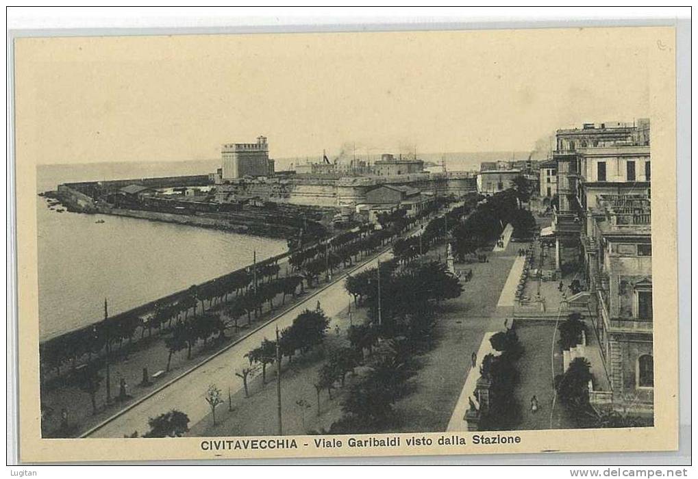 Cartolina: Civitavecchia - Viale Garibaldi Visto Dalla Stazione - Roma - Lazio - Civitavecchia