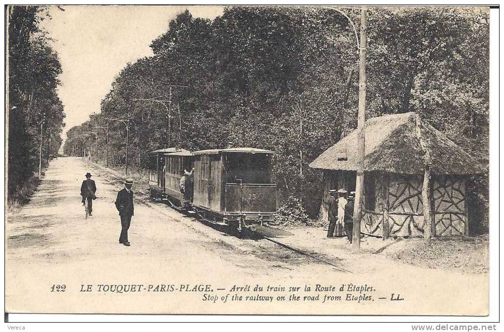 62-LE TOUQUET -ENV. BOULOGNE Sur MER -PRIX CASSE !-ARRET Du TRAIN Sur La ROUTE D´ETAPLE- Gros Plan Theme Train , Tramway - Le Touquet