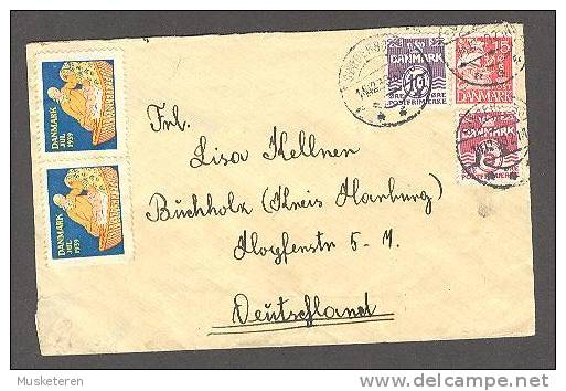 Denmark SØNDERBORG 1939 Cover German Censor Zensur Geprüft Oberkommando Der Wehrmacht Label Pair Of Christmas Seal - Briefe U. Dokumente