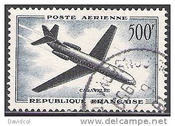Q590.-.FRANCE / FRANCIA .-.1957-59 - YVERT # : 36 - AIR STAMP-  " SUD-AVIATION CARAVELLE " - USED - CAT VAL :4.60 EUROS - Oblitérés