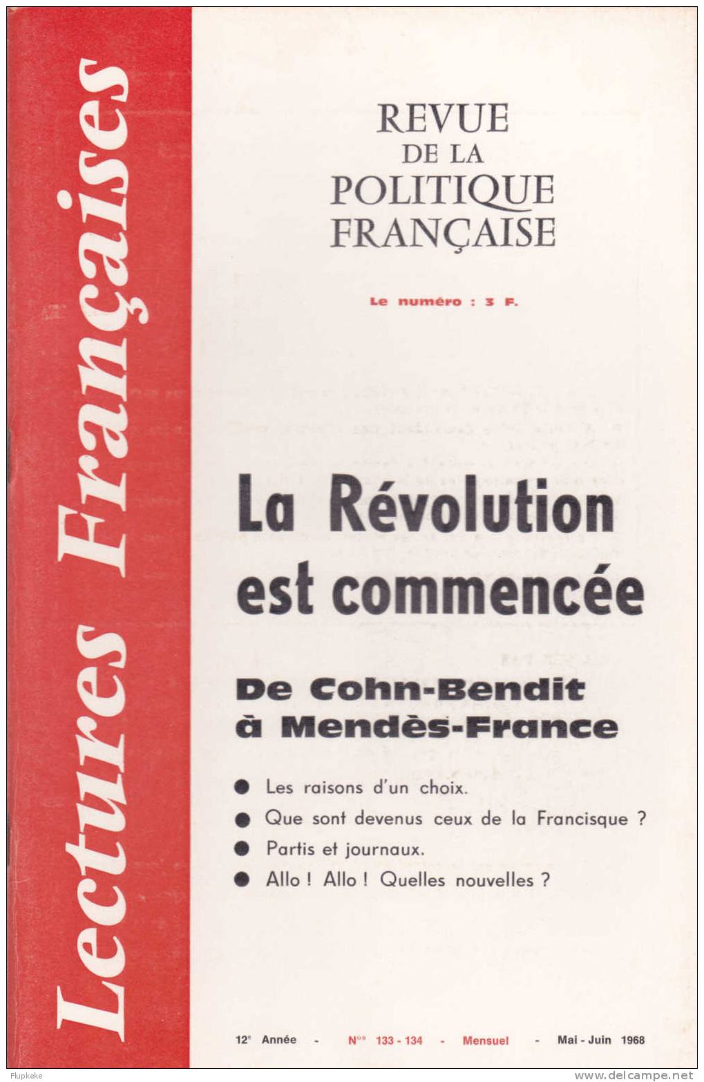 Lectures Françaises 133-134 Mai-juin 1968 Henri Coston Revue De La Politique Française - Política