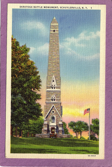 Saratoga Battle Monument, Schuylerville, NY.  1930-40s - Saratoga Springs