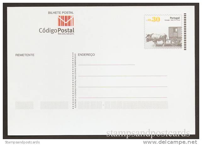 Portugal Carte Entier Postal Attelage A Bouef 1840 Transports 2007 Postal Stationery 1840 Ox Car 2007 - Diligences