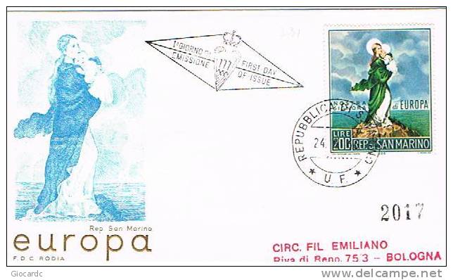 SAN MARINO - UNIF. 731 FDC RODIA      - 1966  EUROPA     - (VIAGGIATA , TIMBRO ARRIVO AL RETRO) - FDC