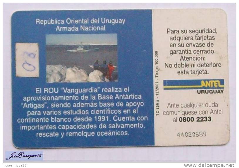 TC 256a BUQUE ANTARTICO VANGUARDIA, ARMADA NACIONAL URUGUAY. Navire De La Marine, Navy Ship. ANTEL. - Uruguay