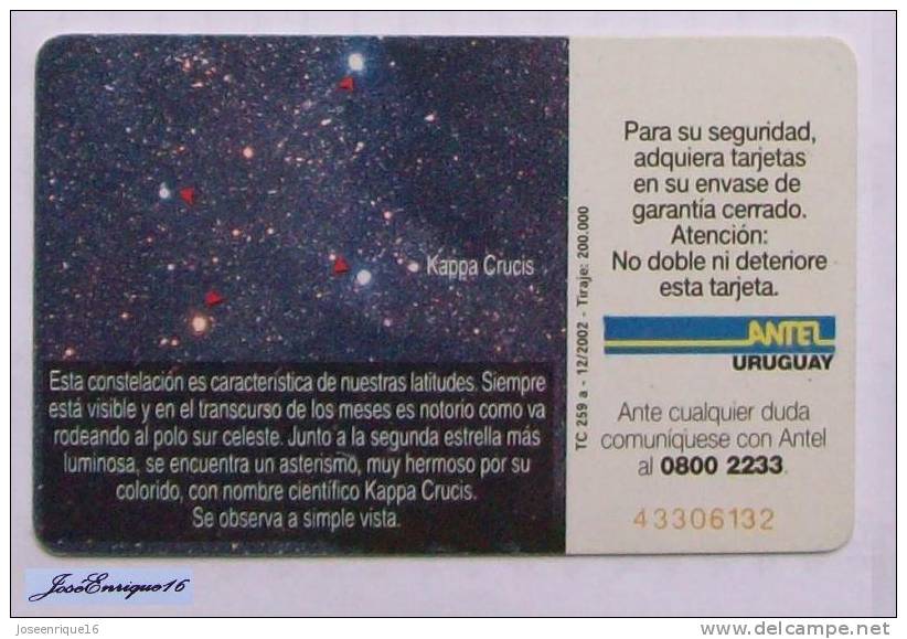 TC 259a CONSTELACION CRUZ DEL SUR. CONSTELLATION. ANTEL, URUGUAY - Uruguay