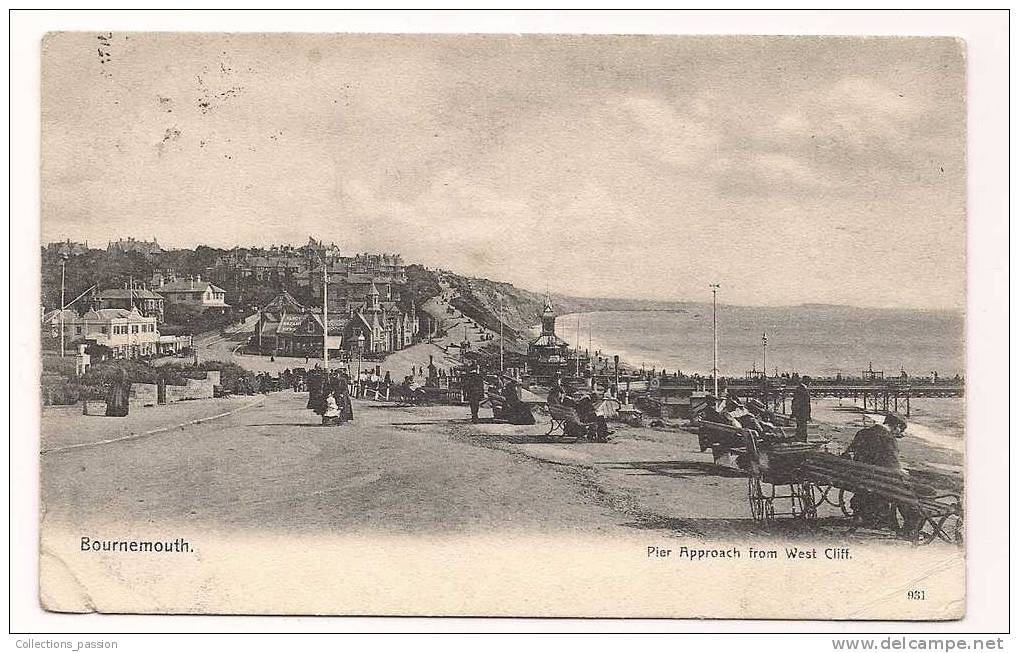 Cp , ANGLETERRE , BOURNEMOUTH , Pier Approach From WEST CLIFF , Voyagée 1906 - Bournemouth (from 1972)