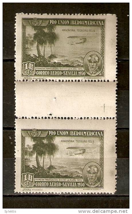 SPAIN 1930 10c GUTTER PAIR AIR MNH - Unused Stamps