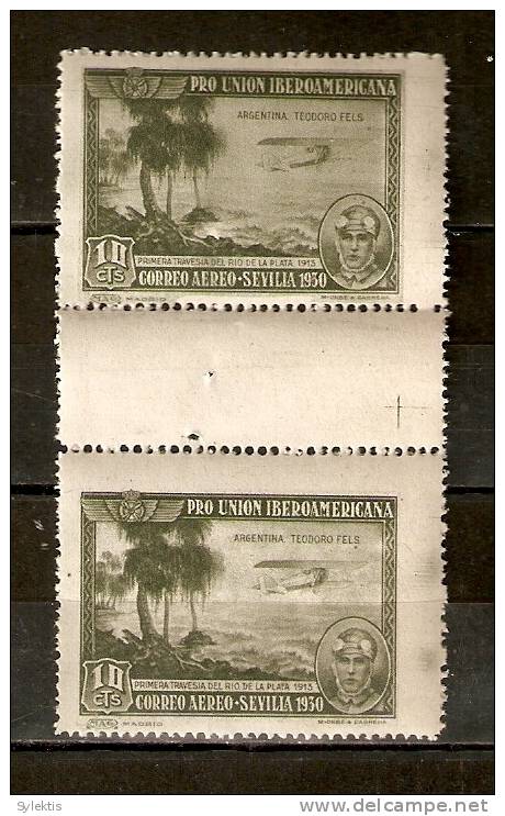 SPAIN 1930 10c GUTTER PAIR AIR MNH - Neufs