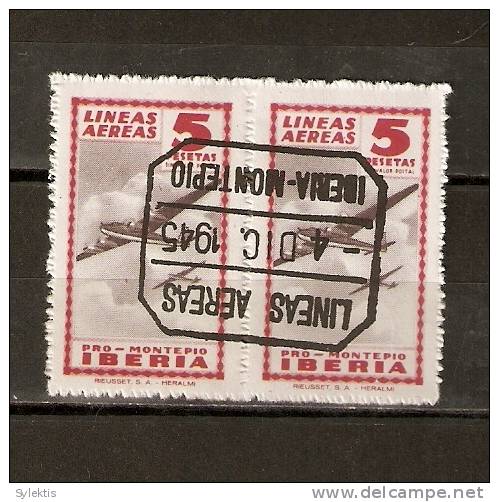 SPAIN 1945 PRO MONTERIA  IBERIA PAIR  #2 - Spanish Civil War Labels