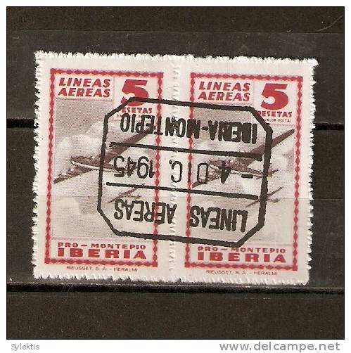 SPAIN 1945 PRO MONTERIA  IBERIA PAIR  #2 - Nationalist Issues