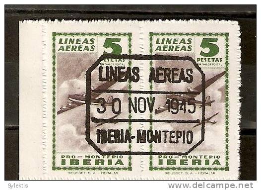 SPAIN 1945 PRO MONTERIA  IBERIA PAIR  #3 - Emissions Nationalistes