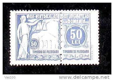 Romania  1931 REVENUE STAMP "TIMBRU DE PLEDOARIE" 50 LEI MNH,OG,RARE! - Fiscale Zegels