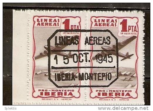 SPAIN 1945 PRO MONTERIA  IBERIA PAIR  #8 - Usados