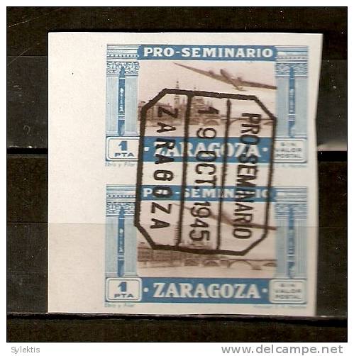 SPAIN 1945 PRO SEMINARIO  ZARAGOZA PAIR IMPERF #7 - Bolli Di Censura Nazionalista