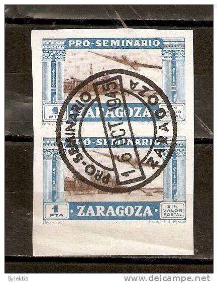 SPAIN 1945 PRO SEMINARIO  ZARAGOZA PAIR IMPERF #8 - Marques De Censures Nationalistes