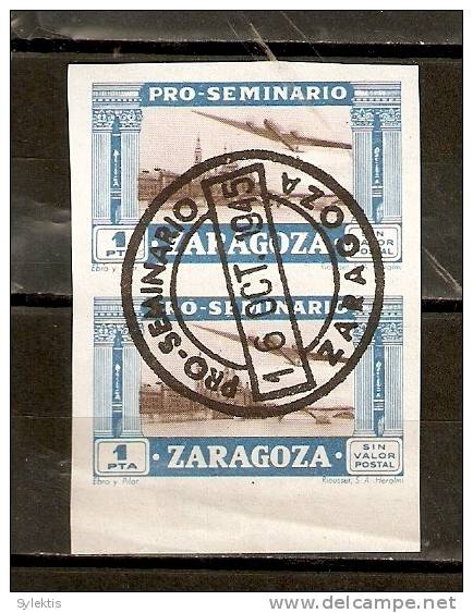 SPAIN 1945 PRO SEMINARIO  ZARAGOZA PAIR IMPERF #8 - Fiscale Zegels