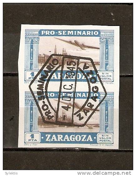 SPAIN 1945 PRO SEMINARIO  ZARAGOZA PAIR IMPERF #9 - Nationalist Issues