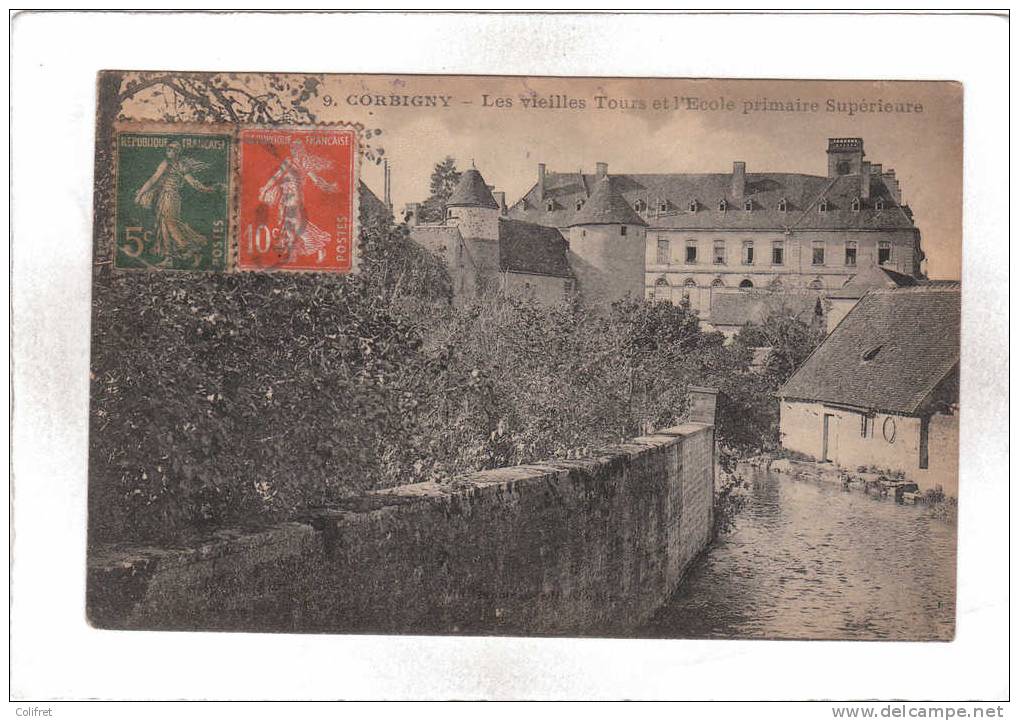 58 - Corbigny        Les Vieilles Tours Et L'Ecole Primaire Supérieure - Corbigny