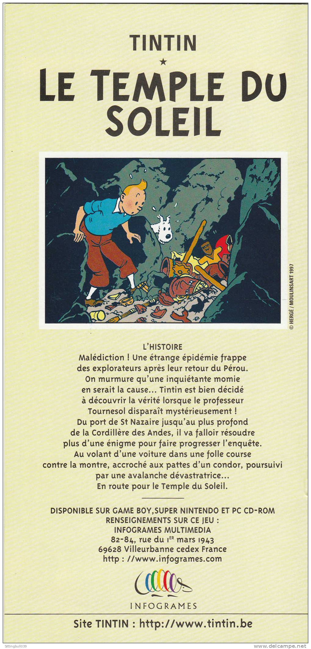 LE MONDE DE TINTIN A MENTON (06). Dépliant Pub Pour La 65e Fête Du Citron. Hergé / Moulinsart 1998 - Objets Publicitaires