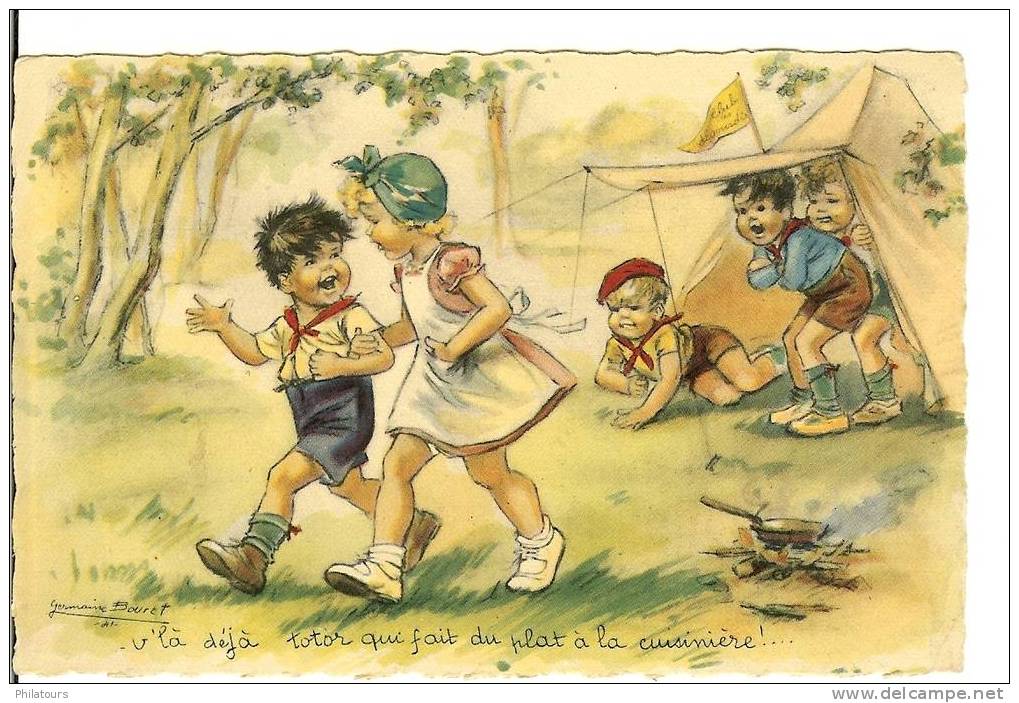 BOURET, Germaine  -  "V'là Déjà Totor Qui Fait Du Plat à La Cuisinière..." (louveteaux,camping)) - Bouret, Germaine