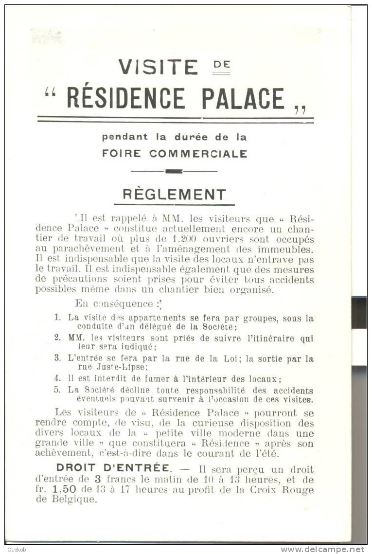 Brussel Bruxelles Appartements Residence Palace En Construction 1926 - Pubs, Hotels, Restaurants