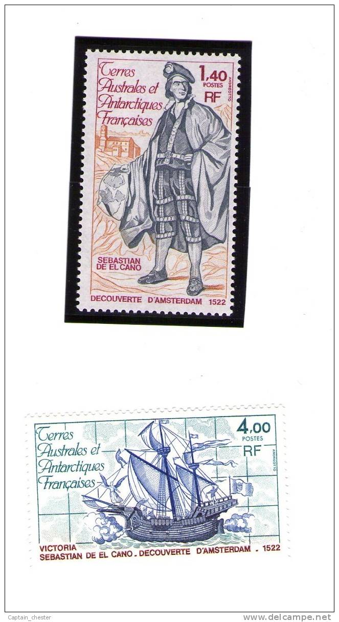 TAAF Poste N° 84 Et 85 ( 1979 - Découverte De L´ile Amsterdam - Voilier Et Navigateur ) Neufs** - Unused Stamps