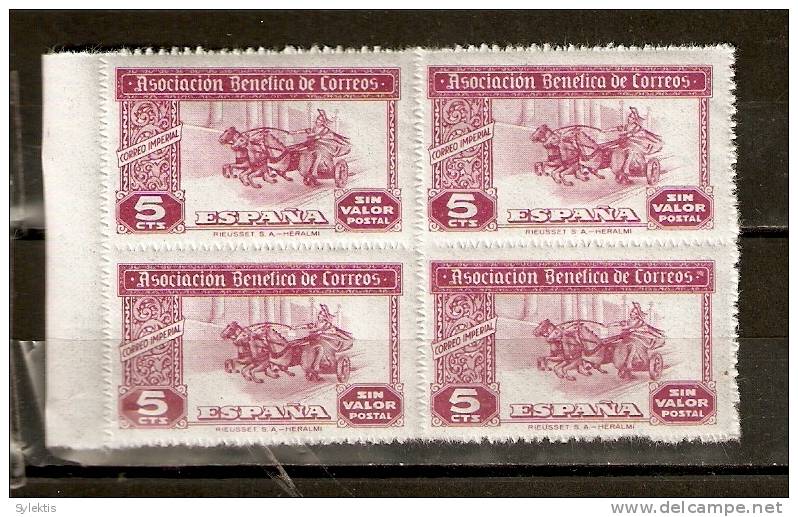 SPAIN IMPERIAL  SIN VALOR 5c BL4 MNH - Fiscal-postal