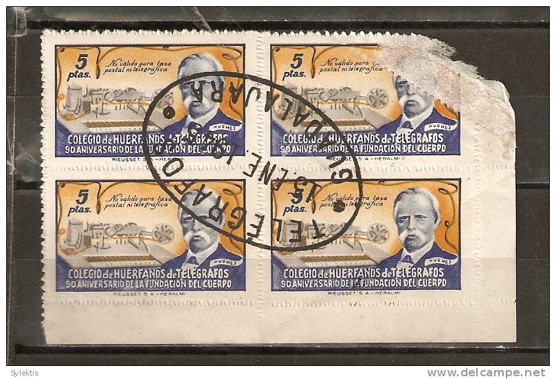 SPAIN 1945 HUERFANOS DE TELEGRAFOS GUADALAJIARA BL4 - Marques De Censures Nationalistes