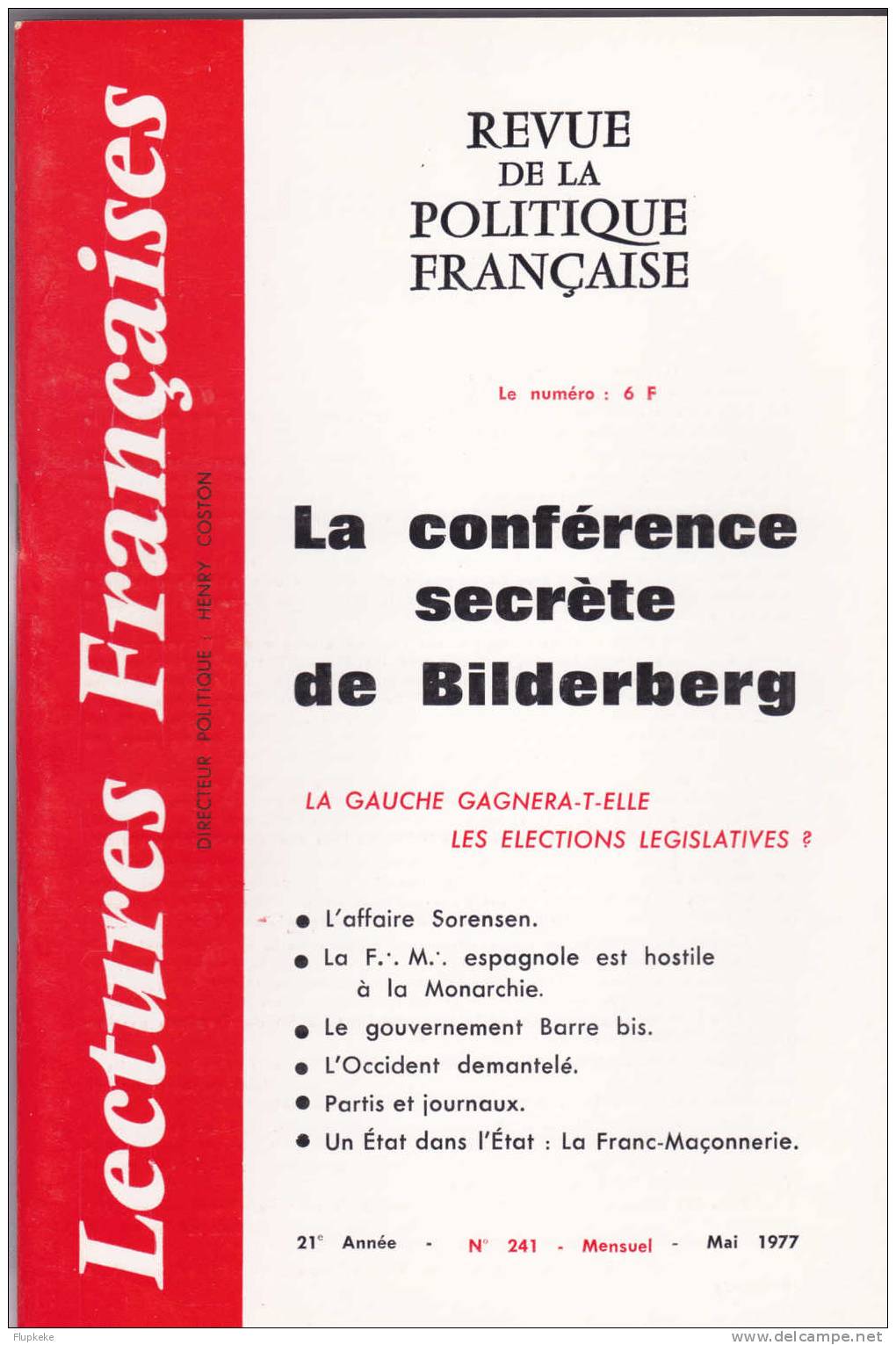 Lectures Françaises 241 Mai 1977 Henri Coston Revue De La Politique Française - Política
