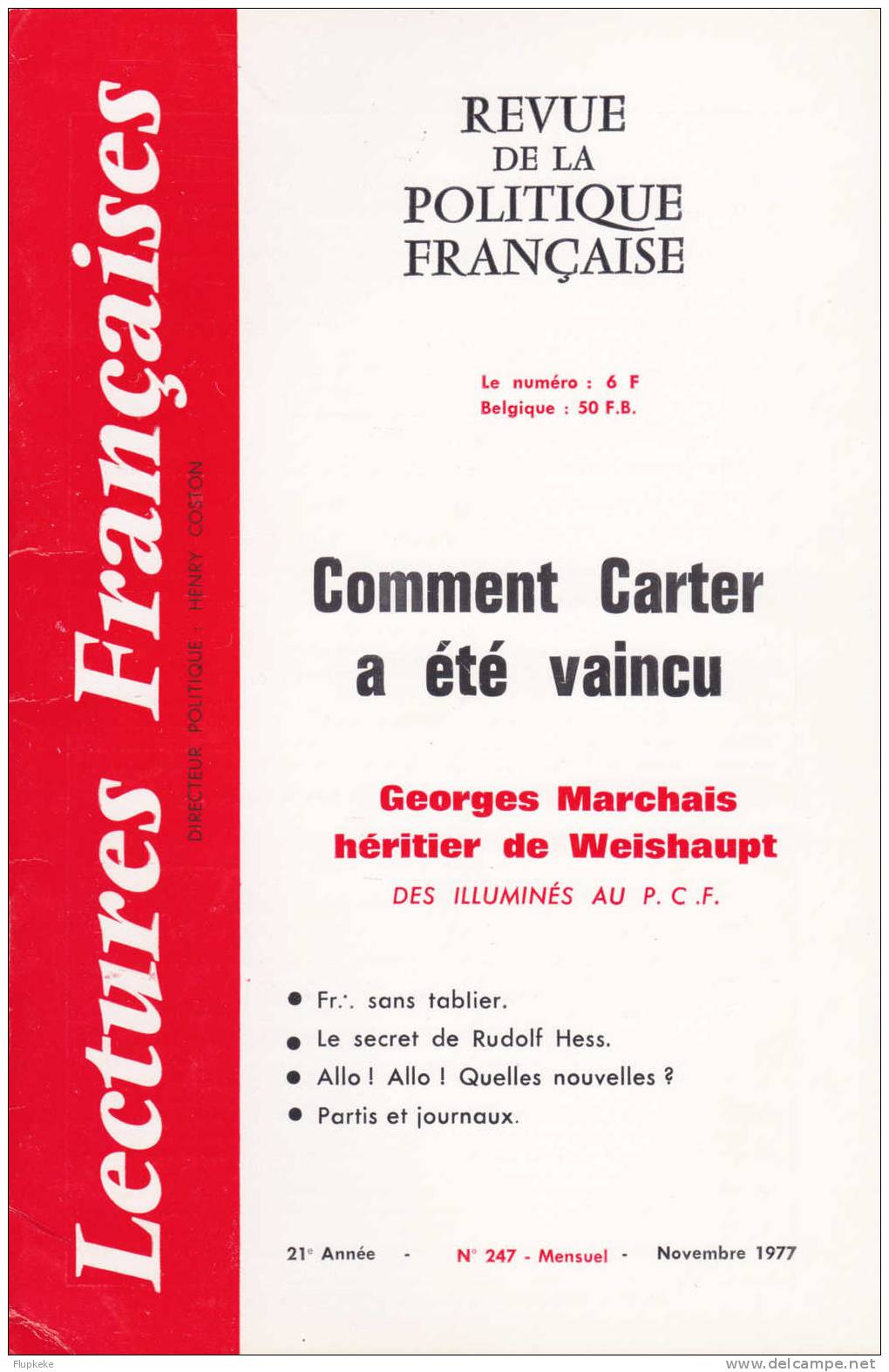 Lectures Françaises 246 Octobre 1977 Henri Coston Revue De La Politique Française - Política