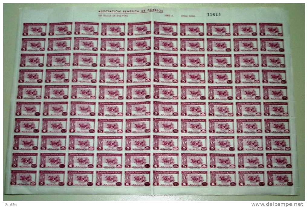 SPAIN RURAL SIN VALOR 10c FULL SHEET OF 100 STAMPS - Fiscale Zegels