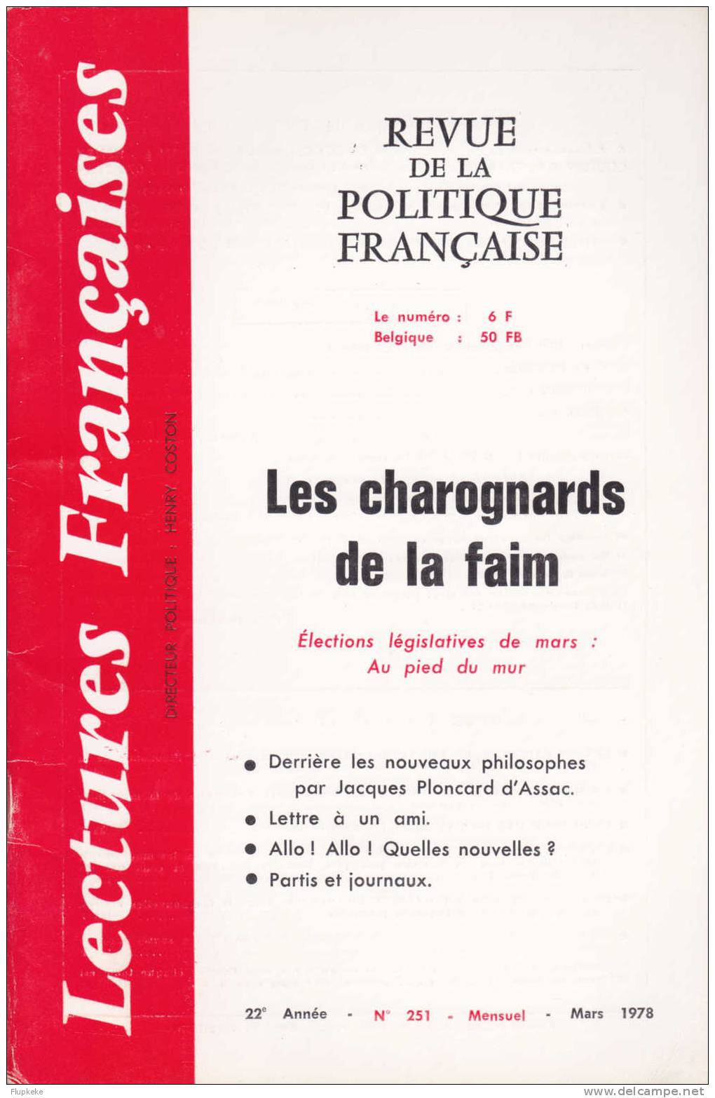 Lectures Françaises 251 Mars 1978 Henri Coston Revue De La Politique Française - Política