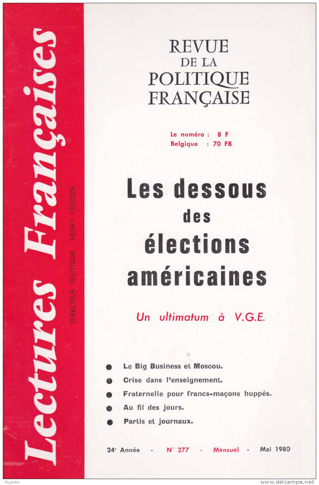 Lectures Françaises 277 Mai 1980 Henri Coston Revue De La Politique Française - Política