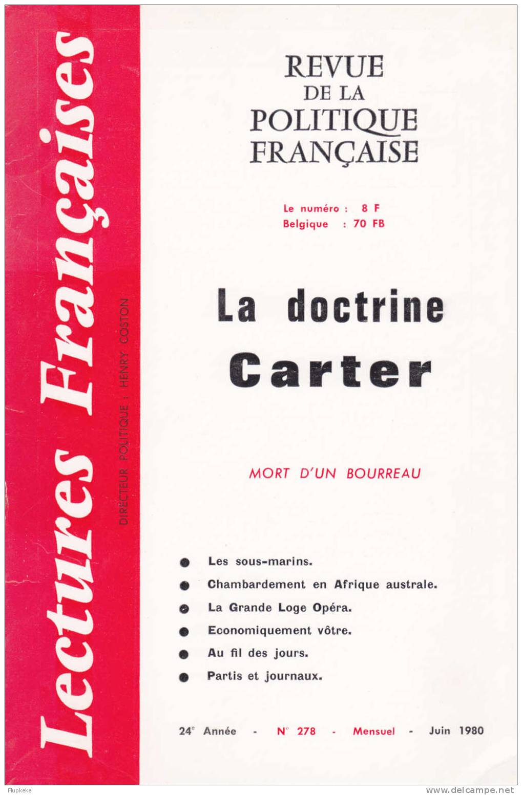 Lectures Françaises 278 Juin 1980 Henri Coston Revue De La Politique Française - Política