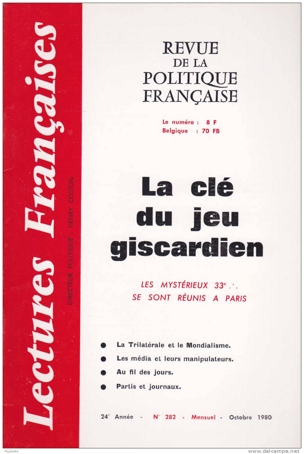 Lectures Françaises 282 Octobre 1980 Henri Coston Revue De La Politique Française - Política
