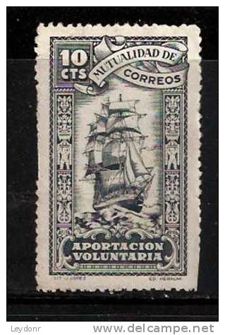Spain - Espana - Aportacion Voluntaria - Sail Ship - Mutualidad De Correos - Postage-Revenue Stamps