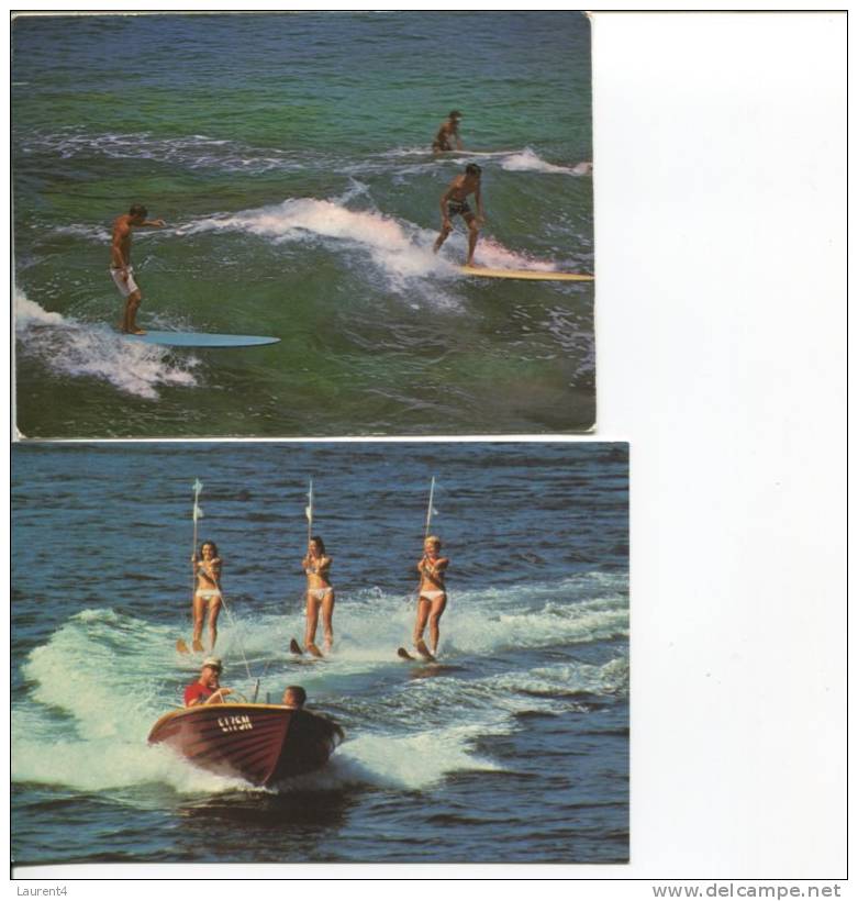 (0228) - 2 Aquatic Sport Postcard - 2 Carte De Sport - Ski Nautique Et Surf - Ski Nautique