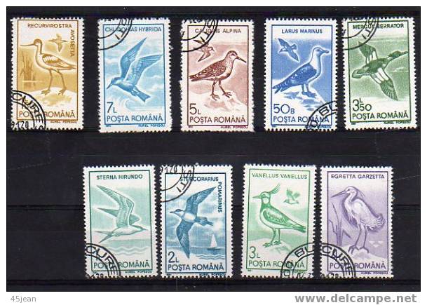 ROUMANIE: Série De 9 Timbres Oblitérés, Oiseaux D'eau - Konvolute & Serien