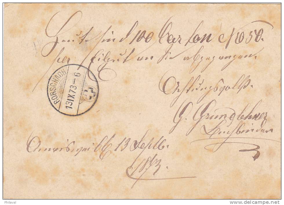 Entier Postal Oblitéré Le 13.IX.1873 à Amrrisweil Pour Rorschach - Entiers Postaux