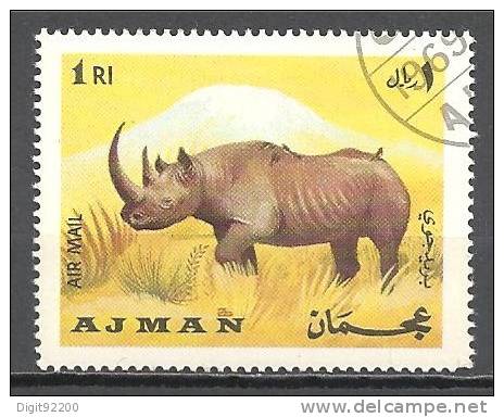 1 W Valeur Used, Oblitérée - AJMAN - RHINOCEROS  - N° 975-1 - Rhinocéros