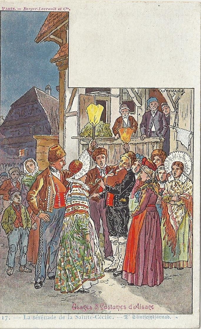 ILLUSTRATEUR  PAUL KAUFFMANN.17 LA SERENADE DE LA SAINTE CECILE.USAGES ET COSTUMES D ALSACE - Kauffmann, Paul